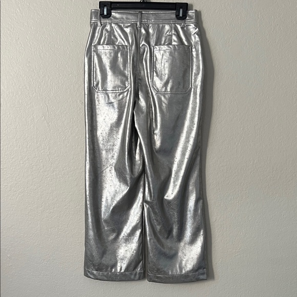 NWT Lesley Evers Cheryl Silver Faux Leather Pants in Size S - Picture 4 of 11